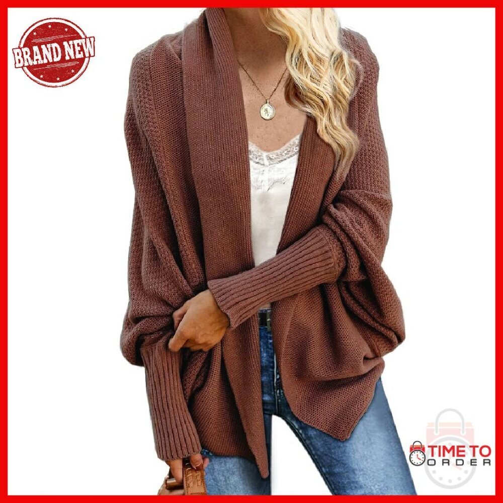 Chunky Cable Knit Batwing Sleeve Oversized Wrap Cardigan Sweater